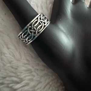 Vintage Sterling Celtic KnotThick Ring, Signed Size 10 UNISEX
